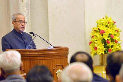 President Pranab Mukherjee delivers his address at the inauguration of International Conference of Indologists, in New Delhi on Saturday. (UNI) President Pranab Mukherjee delivers his address at the inauguration of International Conference of Indologists, in New Delhi on Saturday. (UNI)
