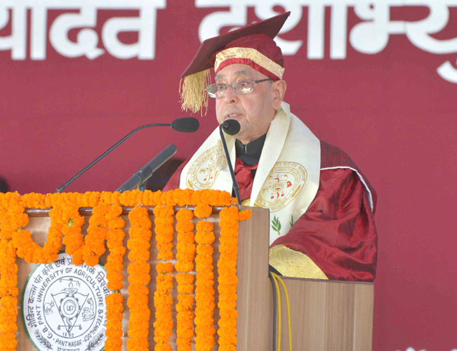 President, Pranab Mukherjee addressing at the 29th Convocation of Govind Ballabh Pant University of Agriculture & Technology, at Pantnagar, in Uttarakhand on Tuesday. President, Pranab Mukherjee addressing at the 29th Convocation of Govind Ballabh Pant University of Agriculture & Technology, at Pantnagar, in Uttarakhand on Tuesday.