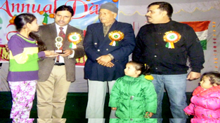 Winner being felicitated during annual day celebration at New Millenium Public School in Kathua. Winner being felicitated during annual day celebration at New Millenium Public School in Kathua.
