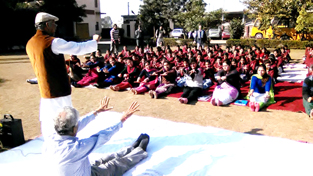 Experts bestowing tips to students while performing Yoga at Sai Shyam College of Education, Ghou Manhasan in Jammu. Experts bestowing tips to students while performing Yoga at Sai Shyam College of Education, Ghou Manhasan in Jammu.