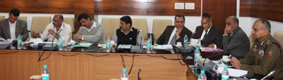 DGP K Rajendra Kumar chairing a meeting of SLC at Police Headquarters, Jammu on Tuesday. DGP K Rajendra Kumar chairing a meeting of SLC at Police Headquarters, Jammu on Tuesday.