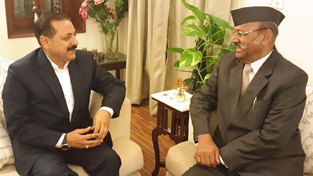 Governor of Sikkim, Shriniwas Dadasaheb Patil during meeting with Union Minister Dr Jitendra Singh at his office in New Delhi. Governor of Sikkim, Shriniwas Dadasaheb Patil during meeting with Union Minister Dr Jitendra Singh at his office in New Delhi.