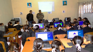 Girl students of village Ghani during an IT course organized by Army. Girl students of village Ghani during an IT course organized by Army.
