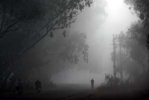 Jammu outskirts witnessing dense fog on Friday morning. —Excelsior/Rakesh Jammu outskirts witnessing dense fog on Friday morning. —Excelsior/Rakesh