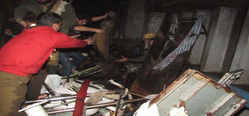 Firemen at fire-fighting operation at GMCH, Jammu on Friday night. Firemen at fire-fighting operation at GMCH, Jammu on Friday night.