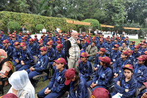 Prime Minister Narendra Modi with the youth of J&K in New Delhi on Wednesday. Prime Minister Narendra Modi with the youth of J&K in New Delhi on Wednesday.