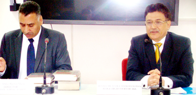 Justice Janak Raj Kotwal (R) interacting with District and Sessions Judges on Sunday. Justice Janak Raj Kotwal (R) interacting with District and Sessions Judges on Sunday.