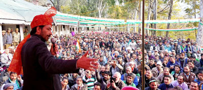 PCC chief Ghulam Ahmed Mir addressing public meeting at Ramban on Sunday. PCC chief Ghulam Ahmed Mir addressing public meeting at Ramban on Sunday.