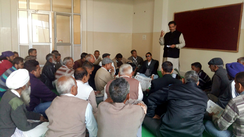 DSS president, Gulchain Singh Charak addressing a meeting of the Sabha at Arnia. DSS president, Gulchain Singh Charak addressing a meeting of the Sabha at Arnia.