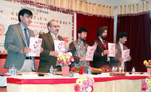 Former Minister Ch Lal Singh with academicians at a seminar at Kathua on Saturday. -Excelsior/Madan Former Minister Ch Lal Singh with academicians at a seminar at Kathua on Saturday. -Excelsior/Madan