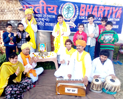 BLSKS artists presenting musical play ‘Kathoti Main Ganga’ at open Air Theatre, Durga Bhawan, Janipur in Jammu. BLSKS artists presenting musical play ‘Kathoti Main Ganga’ at open Air Theatre, Durga Bhawan, Janipur in Jammu.