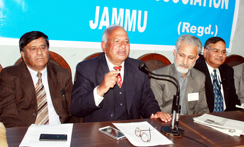 Members of Private Schools Association addressing a press conference at Jammu on Friday. Members of Private Schools Association addressing a press conference at Jammu on Friday.