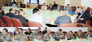 Governor N N Vohra chairing a meeting at Civil Secretariat on Wednesday. Governor N N Vohra chairing a meeting at Civil Secretariat on Wednesday.