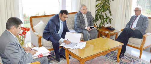 Governor NN Vohra reviewing NFSA implementation with Chief Secretary and Secretary CAPD on Monday. Governor NN Vohra reviewing NFSA implementation with Chief Secretary and Secretary CAPD on Monday.