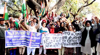 PoJK displaced persons staging protest rally in Jammu on Saturday. -Excelsior/ Rakesh PoJK displaced persons staging protest rally in Jammu on Saturday. -Excelsior/ Rakesh