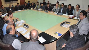 Financial Commissioner, B B Vyas chairing a meeting at Jammu on Friday. Financial Commissioner, B B Vyas chairing a meeting at Jammu on Friday.