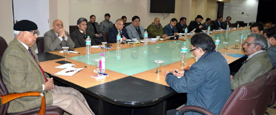 Governor N N Vohra in a meeting with delegation of KTMF at Srinagar. Governor N N Vohra in a meeting with delegation of KTMF at Srinagar.