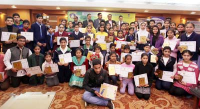 Students of various schools posing for group photograph. —Excelsior/Rakesh Students of various schools posing for group photograph. —Excelsior/Rakesh