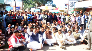 NPP activists staging protest dharna against murders in Ramnagar. NPP activists staging protest dharna against murders in Ramnagar.