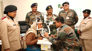 Brig Medical White Knight Corps C K Jakhmola alongwith Brig Tathagat Chatterjee, Commandant interacting with patients during eye camp at Military Hospital in Jammu Brig Medical White Knight Corps C K Jakhmola alongwith Brig Tathagat Chatterjee, Commandant interacting with patients during eye camp at Military Hospital in Jammu