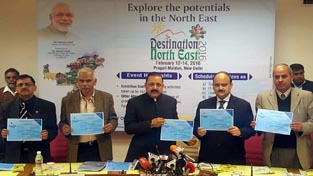 Union Minister Dr Jitendra Singh formally releasing the brochure and event schedule of the forthcoming three-day “Destination Northeast - 2016” festival, at New Delhi on Tuesday. Union Minister Dr Jitendra Singh formally releasing the brochure and event schedule of the forthcoming three-day “Destination Northeast - 2016” festival, at New Delhi on Tuesday.