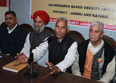 Members of Patanjali Yogpeeth addressing a press conference on Sunday. Members of Patanjali Yogpeeth addressing a press conference on Sunday.