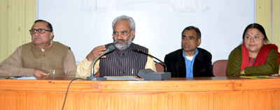 VC JU Prof RD Sharma speaking while chairing a meeting at JU. VC JU Prof RD Sharma speaking while chairing a meeting at JU.