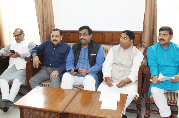 BJP leaders during Legislature party meeting at Jammu on Friday. — Excelsior/Rakesh