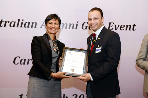 Australian High Commissioner Harinder Sidhu appointing Dr Adit Gupta as Endeavour Awards Ambassador. Australian High Commissioner Harinder Sidhu appointing Dr Adit Gupta as Endeavour Awards Ambassador.