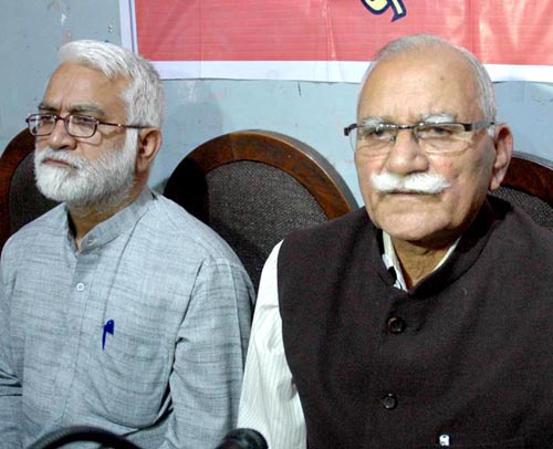 RSS leaders at a press conference at Jammu on Wednesday. — Excelsior/Rakesh RSS leaders at a press conference at Jammu on Wednesday. — Excelsior/Rakesh