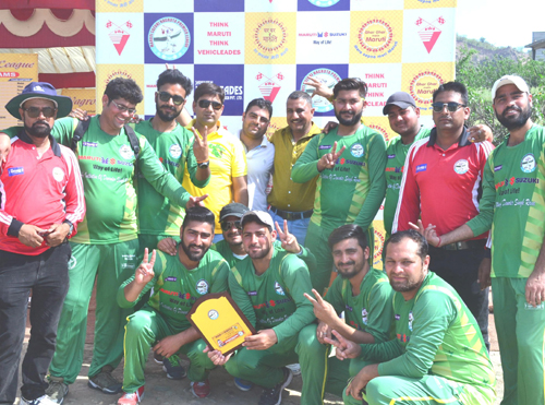 Winners posing for a group photograph during a match of Maruti Suzuki Nagrota Premier League Tournament at Bajalta in Jammu. Winners posing for a group photograph during a match of Maruti Suzuki Nagrota Premier League Tournament at Bajalta in Jammu.