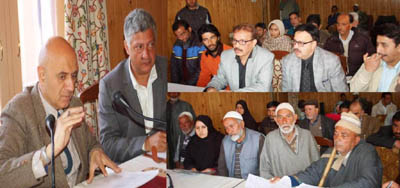 Advisor to Governor Parvez Dewan interacting with delegations at Srinagar on Thursday. Advisor to Governor Parvez Dewan interacting with delegations at Srinagar on Thursday.