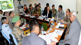 Governor reviewing issues relating to Jammu Airport expansion in a meeting on Tuesday. Governor reviewing issues relating to Jammu Airport expansion in a meeting on Tuesday.