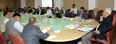 Governor N N Vohra reviewing functioning of Health and Medical Education Department at Civil Secretariat on Tuesday. Governor N N Vohra reviewing functioning of Health and Medical Education Department at Civil Secretariat on Tuesday.