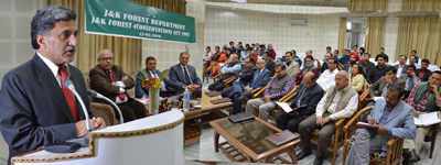 Advisor to Governor, Khurshid A Ganai addressing the officials of Forest Department on Saturday. Advisor to Governor, Khurshid A Ganai addressing the officials of Forest Department on Saturday.