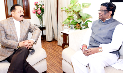 Meghalaya Governor, V.Shanmuganathan calling on Union DoNER Minister Dr Jitendra Singh at New Delhi. Meghalaya Governor, V.Shanmuganathan calling on Union DoNER Minister Dr Jitendra Singh at New Delhi.