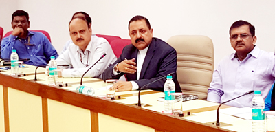 Union Minister Dr Jitendra Singh presiding over a meeting on Northeast at the DoNER Ministry headquarters at Vigyan Bhawan, New Delhi on Saturday. Union Minister Dr Jitendra Singh presiding over a meeting on Northeast at the DoNER Ministry headquarters at Vigyan Bhawan, New Delhi on Saturday.