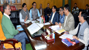 Speaker Legislative Assembly Kavinder Gupta chairing a meeting at Jammu on Thursday. Speaker Legislative Assembly Kavinder Gupta chairing a meeting at Jammu on Thursday.
