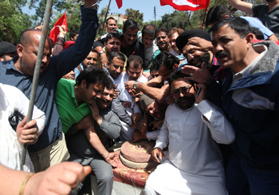 NC activists staging protest against NFSA in Jammu on Saturday. — Excelsior/ Rakesh NC activists staging protest against NFSA in Jammu on Saturday. — Excelsior/ Rakesh
