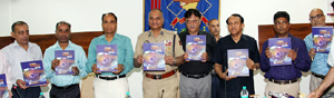 DGP, K Rajendra Kumar and other officers releasing Crime Gazette 2015 at PHQ Jammu on Friday. DGP, K Rajendra Kumar and other officers releasing Crime Gazette 2015 at PHQ Jammu on Friday.