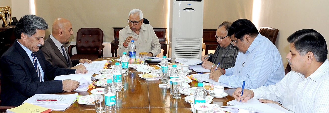 Governor N N Vohra presiding over the SAC meeting in Jammu on Thursday. Governor N N Vohra presiding over the SAC meeting in Jammu on Thursday.