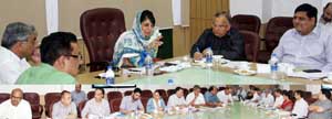 Chief Minister, Mehbooba Mufti reviewing functioning of Agriculture Department in a meeting at Jammu. Chief Minister, Mehbooba Mufti reviewing functioning of Agriculture Department in a meeting at Jammu.