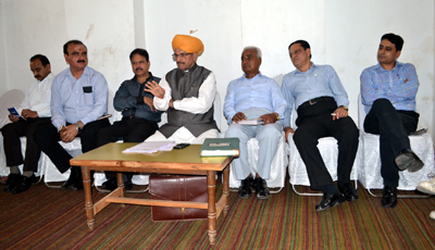 President, Lakshmi Narayan Mandir Management Trust, Gulchain Singh Charak, addressing a meeting on Saturday. President, Lakshmi Narayan Mandir Management Trust, Gulchain Singh Charak, addressing a meeting on Saturday.
