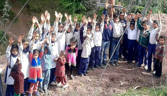 Students protesting for electricity supply to their villages in Panchari block of Udhampur. Students protesting for electricity supply to their villages in Panchari block of Udhampur.