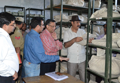 Minister for Revenue, Syed Basharat Bukhari during inspecting of Mhafiz Khana at Gole Gujral on Wednesday. Minister for Revenue, Syed Basharat Bukhari during inspecting of Mhafiz Khana at Gole Gujral on Wednesday.