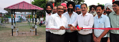 Speaker Legislative Assembly, Kavinder Gupta inaugurating park at Nanak Nagar on Thursday. Speaker Legislative Assembly, Kavinder Gupta inaugurating park at Nanak Nagar on Thursday.
