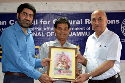A prominent choreographer of Jammu region being honoured by ICCR Jammu at Red Cross Bhawan, Kachwi Chawni, Jammu. A prominent choreographer of Jammu region being honoured by ICCR Jammu at Red Cross Bhawan, Kachwi Chawni, Jammu.