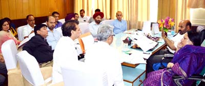 Health Minister Bali Bhagat chairing meeting of Health and Medical Education Department on Friday. Health Minister Bali Bhagat chairing meeting of Health and Medical Education Department on Friday.