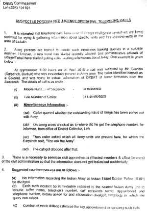 A letter written by top Army official to DC Leh. A letter written by top Army official to DC Leh.