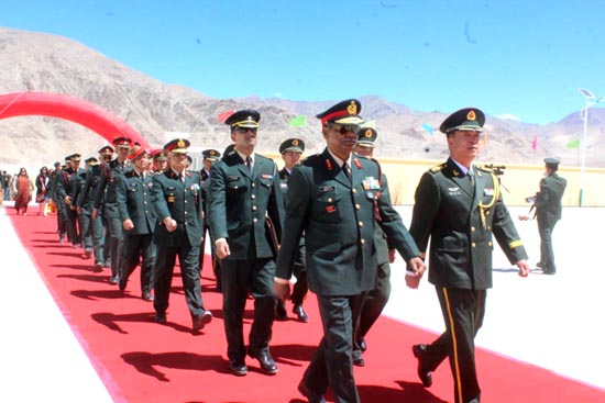 Army officials of India and China in Eastern Ladakh on Sunday. Army officials of India and China in Eastern Ladakh on Sunday.